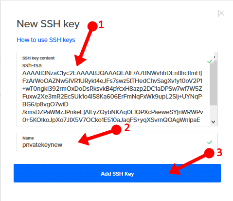 SSH key add in DO 4